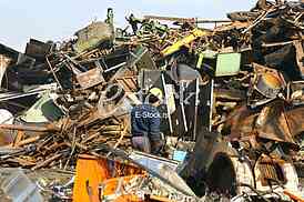 Loads of metal waste on the junkyard , to be recycled