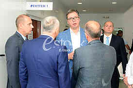  president of Serbia Aleksandar Vucic visiting the children's clinic in Tirsova Street