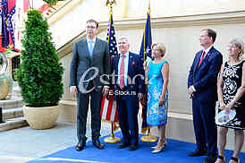 US ambassador Kyle Scott with his  guests to the celebration of Independence Day In the American residence