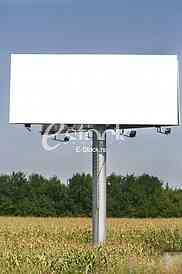 Empty billboard on background of sunset sky