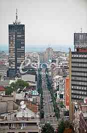 View from the Saint Sava Temple on King Milan Street and Palace of Albania