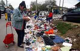 The flea market, open market, street Prvomajska, Zemun, illegal flea market, selling all kinds of things, old things, used thing