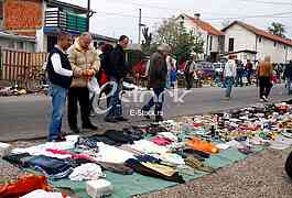 The flea market, open market, street Prvomajska, Zemun, illegal flea market, selling all kinds of things, old things, used thing