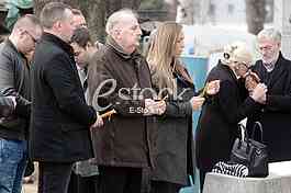 At the cemetery, giving importance to the  singer Miki Jevremovic.