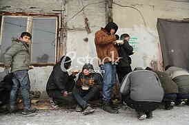 Migrants in Belgrade during winter