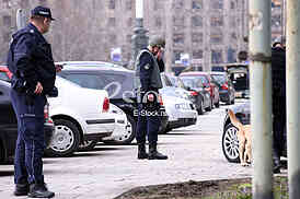 Bomb in front of the assembly.