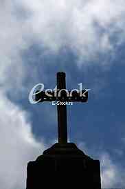 stone Cross silhouette and the holy blue sky