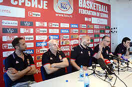 Aleksandar Djordjevic selector and coach of basketball team of Serbia at a press conference at the Basketball Federation of Serbia, Belgrade