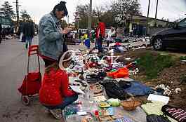 The flea market, open market, street Prvomajska, Zemun, illegal flea market, selling all kinds of things, old things, used thing