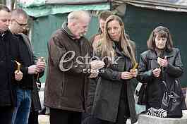 At the cemetery, giving importance to the  singer Miki Jevremovic.
