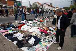 The flea market, open market, street Prvomajska, Zemun, illegal flea market, selling all kinds of things, old things, used thing