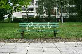 green wooden park bench at a park