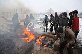 Migrants in Belgrade during winter