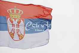 flag of Serbia in the wind, zastava srbije viori na vetru