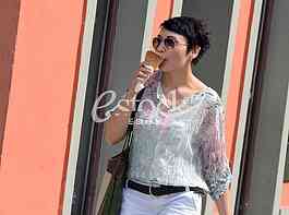 Girl  enjoying at beautiful sunny spring day