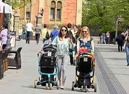 People enjoying at beautiful sunny spring day