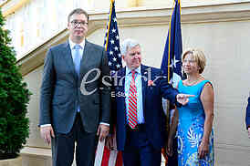 US ambassador Kyle Scott with his  guests to the celebration of Independence Day In the American residence