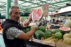 Watermelon on the market.



