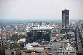 View from the Saint Sava Temple on King Milan Street and Palace of Albania
