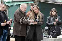 At the cemetery, giving importance to the  singer Miki Jevremovic.