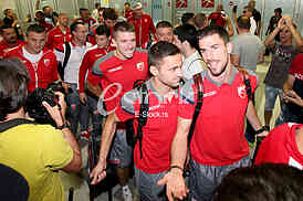 The arrival of the Red Star players 