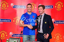 press conference at the restaurant Novak, The extension of cooperation between Eurobank Serbia and Manchester United FC, Nemanja Vidic