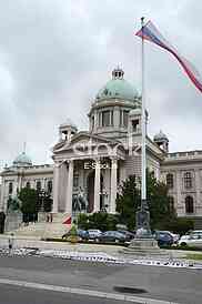 Destroyed banners in front of the Federal Parliament