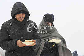 Migrants in Belgrade during winter
