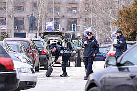 Bomb in front of the assembly.