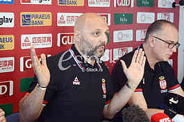 Aleksandar Djordjevic selector and coach of basketball team of Serbia at a press conference at the Basketball Federation of Serbia, Belgrade