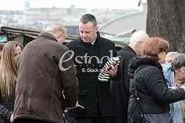 At the cemetery, giving importance to the  singer Miki Jevremovic.
