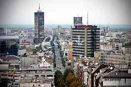 View from the Saint Sava Temple on King Milan Street and Palace of Albania