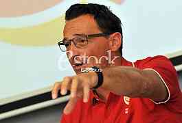 Dragan Nesic new coach women's volleyball national team of Montenegro and captain Tanja Bokan on press.Photo E-Stock Petar Jovanovic