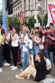 Protest ispred Vlade RS