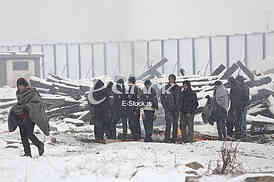 Migrants in Belgrade during winter