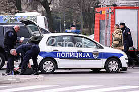 Bomb in front of the assembly.