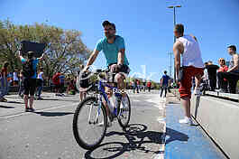 Man on bicycle at 29th Belgrade marathon