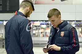  Serbia national football team at the airport traveling to the USA