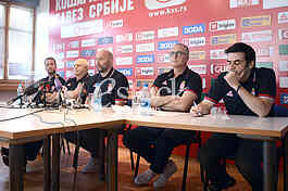 Aleksandar Djordjevic selector and coach of basketball team of Serbia at a press conference at the Basketball Federation of Serbia, Belgrade