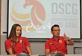 Dragan Nesic new coach women's volleyball national team of Montenegro and captain Tanja Bokan on press.Photo E-Stock Petar Jovanovic