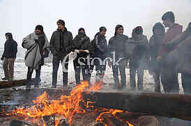 Migrants in Belgrade during winter
