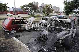 Burned cars
