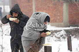 Migrants in Belgrade during winter