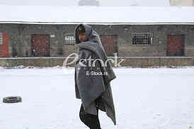 Migrants in Belgrade during winter