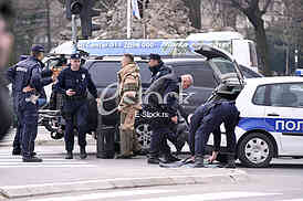 Bomb in front of the assembly.