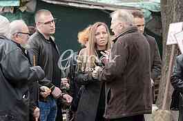 At the cemetery, giving importance to the  singer Miki Jevremovic.