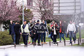 Bomb in front of the assembly.