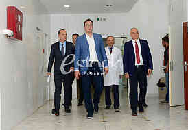  president of Serbia Aleksandar Vucic visiting the children's clinic in Tirsova Street