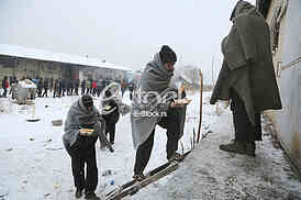 Migrants in Belgrade during winter
