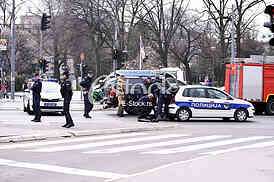 Bomb in front of the assembly.